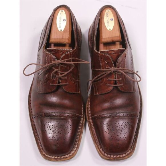 Santoni Audrey Brown Captoe Oxford Leather Dress Shoes Men\'s US 8.5 EE main image 8